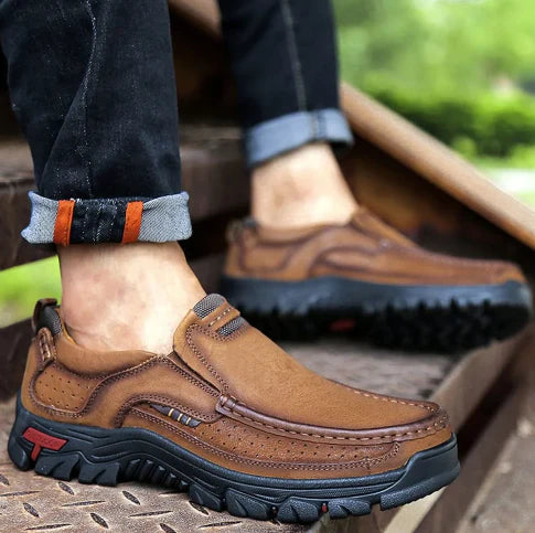 Men's Orthopedic Slip-on Walking Shoes, Premium Leather Non-slip Loafers