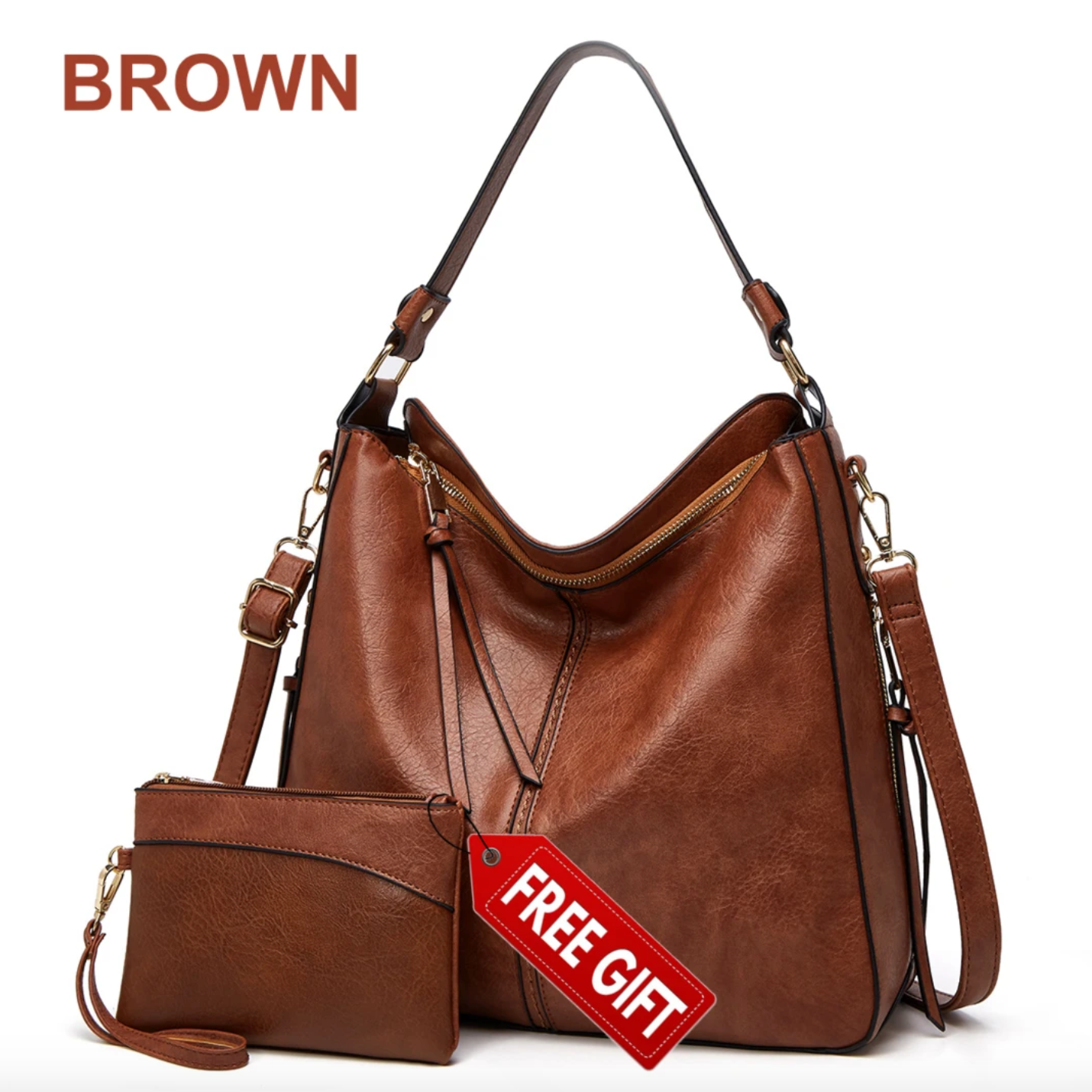 Premium Leather Shoulder Crossbody Hobo Handbag With GIFT