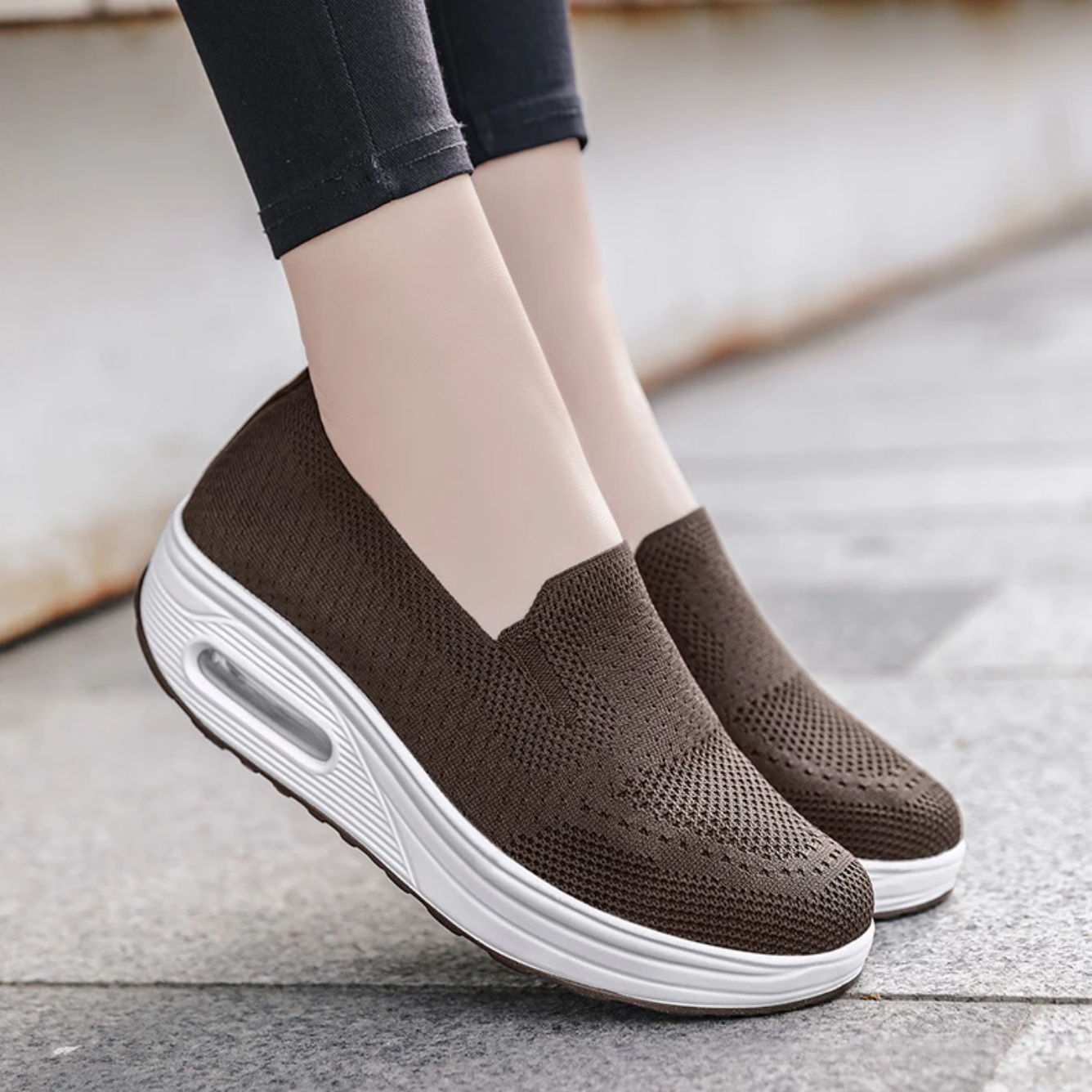 2023 Flying Woven Air Cushion Running Shoes, Thick Bottom Slip On Orthopedic Diabetic Walking Sneakers