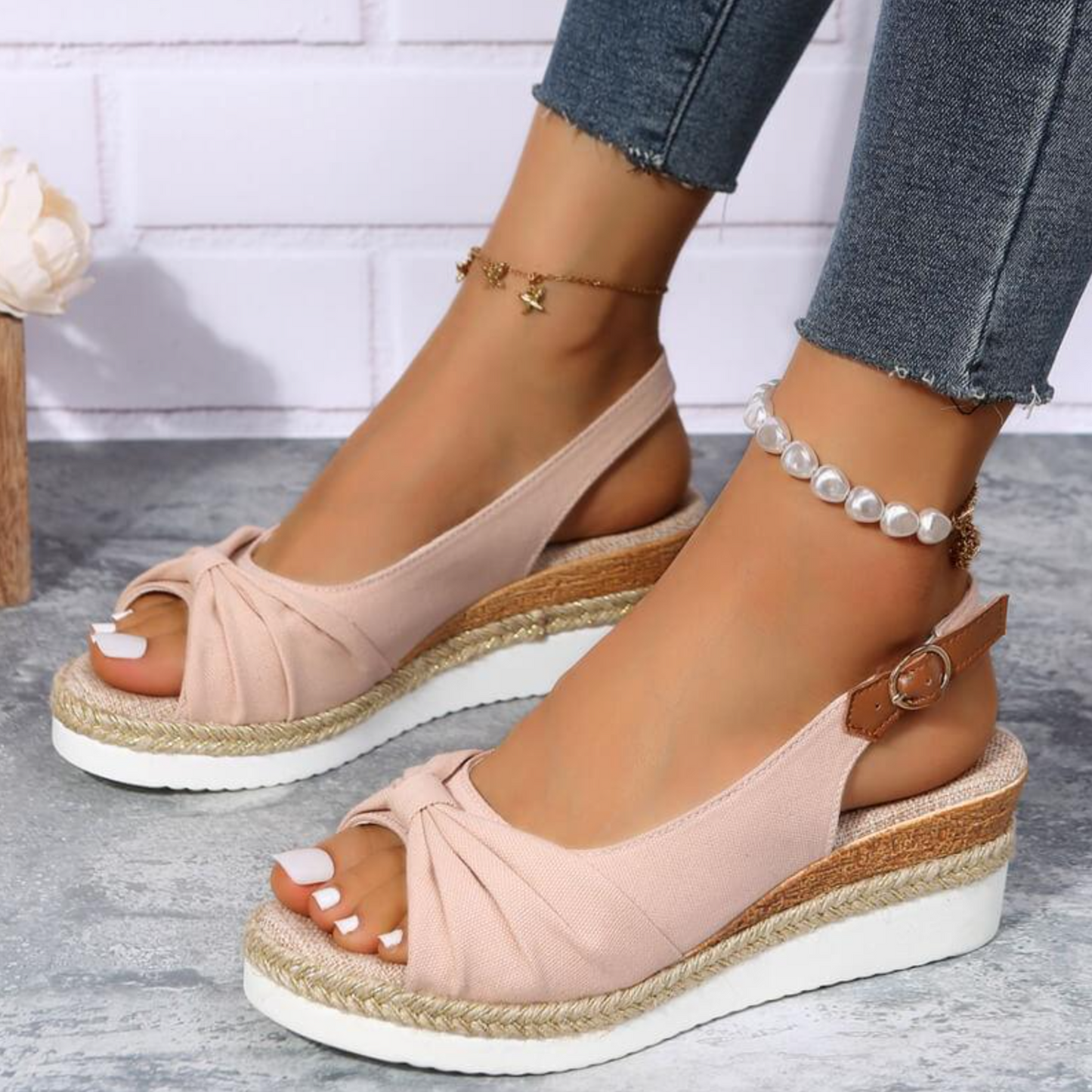 Women's Buckle Peep Toe Wedges Sandals, Comfortable Lightweight Wear-resistant Shoes